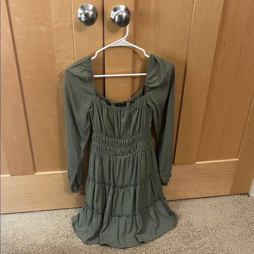 Trixxi Olive Long Sleeve Dress